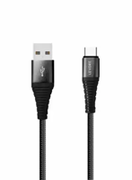 Levore 1m Nylon Braided Uab A To Usb C Cable-(Black)-(LCS321-BK)