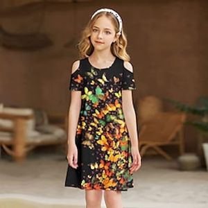Kids Little Girls' Dress Unicorn Animal A Line Dress Daily Vacation Patchwork Print Pink Above Knee Short Sleeve Sweet Dresses Summer Loose 3-12 Years miniinthebox