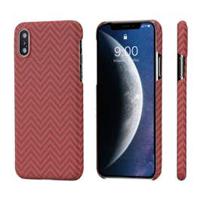 Pitaka MagEZ Case for iPhone Xs, Red-Orange (Herringbone)