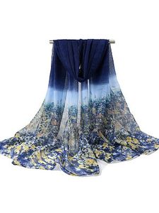 Gradient Floral Long Scarf