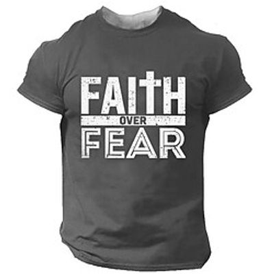 Men's T shirt Tee Letter Crew Neck Green Yellow Gray Black Casual Daily Short Sleeve Clothing Apparel Cool Casual miniinthebox