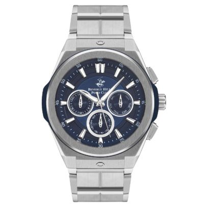 Beverly Hills Polo Club Men's Multi Function Display Watch & Metal Strap, Silver - BP3406X.390