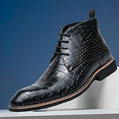 Men's Boots Retro Formal Shoes Comfort Shoes Walking Business Classic Daily PU Warm Comfortable Wear Resistance Booties  Ankle Boots Lace-up Black Fall Winter Lightinthebox