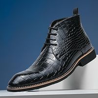 Men's Boots Retro Formal Shoes Comfort Shoes Walking Business Classic Daily PU Warm Comfortable Wear Resistance Booties  Ankle Boots Lace-up Black Fall Winter Lightinthebox - thumbnail