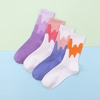 4 Pairs Women's Crew Socks Work Daily Holiday Plaid Cotton Sporty Simple Lolita Cute Casual  Daily Socks Lightinthebox