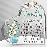 Inspirational Friendship Acrylic Heart Ornament - Perfect Gift for Birthdays, Holidays, and Home Decor Lightinthebox - thumbnail