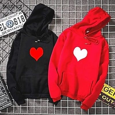 Couple's Hoodie Sweatshirt Pullover Heart Valentine's Day Casual Sports Print Drawstring Front Pocket Black White Red Active Sportswear Hooded Long Sleeve Top Micro-elastic Spring Fall Lightinthebox Couple's Hoodie Sweatshirt Pullover Heart Valentine's Day Casual Sports Print Drawstring Front Pocket Black White Red Active Sportswear Hooded Long Sleeve Top Micro-elastic Spring Fall Lightinthebox