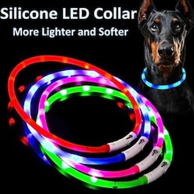 Silicone Dog LED Collar Rechargeable 3 Mode Light Quick Slow Solid More Lighter Softer Night Safety Flashing 70cm Length Lightinthebox