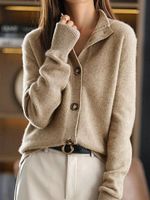 Women's Casual Knitted Solid Color Cardigan