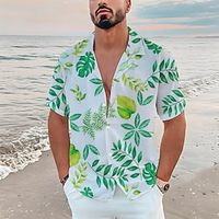 Graphic Floral Print Comfortable Fashion Casual Men's Shirt Button Up Shirt Casual Shirt Holiday Daily Wear Vacation Spring  Summer Turndown Short Sleeves Pink, Navy Blue, Blue S, M, L Polyester Lightinthebox