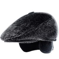 Men's Flat Cap Newsboy Cap Winter Hats Earflap Hat Black Gray Fleece Travel Outdoor Vacation Plain Warm Lightinthebox - thumbnail