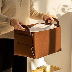 Nordic Felt Storage Basket Folding Living Room Tea Table Sundries Storage Basket Toys Clothes Organizer Cloth Felt Storage Box miniinthebox