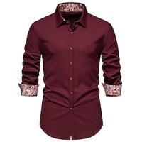 Men's Shirt Button Up Shirt Casual Shirt Summer Shirt Beach Shirt Black White Wine Long Sleeve Paisley Lapel Hawaiian Holiday Pocket Clothing Apparel Fashion Casual Comfortable Lightinthebox