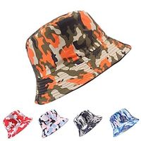 Men's Bucket Hat Pink Red Polycotton Print Streetwear Stylish Casual Daily Outdoor clothing Holiday Camo Sunscreen miniinthebox - thumbnail