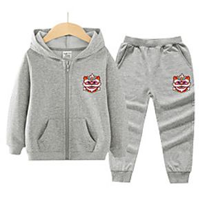 Kids Boys' Sports Suit Clothing Set 2 Pieces Long Sleeve Blue Yellow Blushing Pink Lion Print Street Casual  Daily Street Style Sports Regular Lightinthebox