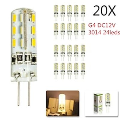 20pcs 10pcs G4 Led Bulb 2W 24led DC12V 3014SMD Saving Mini Silicone Lamp 360Beam Angle Replace halogen Light Spotlight Chandelier Lightinthebox 20pcs 10pcs G4 Led Bulb 2W 24led DC12V 3014SMD Saving Mini Silicone Lamp 360Beam Angle Replace halogen Light Spotlight Chandelier Lightinthebox