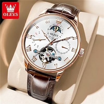 OLEVS Brand Men'S Steel Belt Watch Calendar 24-Hour Indication Week Display Multifunction Automatic Mechanical Belt Watch Business Skeleton Waterproof Men'S Sports Watch Lightinthebox