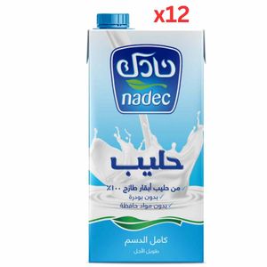 Nadec Long Life Milk Full Cream 1L (Pack of 12)