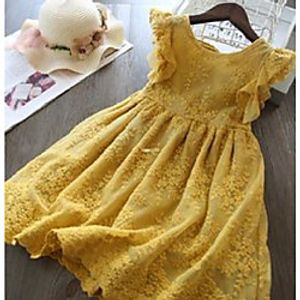 kids lace fly sleeve dress ins new girls lace embroidery princess dress summer children back bow falbala party dress a5863 Lightinthebox