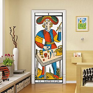 2pcs Self-adhesive Creative Cartoon Poker Door Stickers Living Room Diy Decorative Home Waterproof Wall Stickers miniinthebox