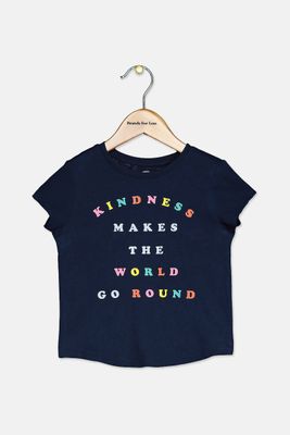 Toddlers Girls Slogan T-Shirt Navy Toddlers Girls Slogan T-Shirt Navy