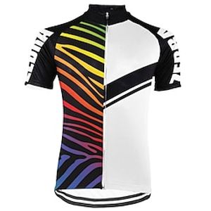 21Grams Men's Short Sleeve Cycling Jersey BlackWhite Zebra Bike Top Mountain Bike MTB Road Bike Cycling Spandex Polyester Breathable Quick Dry Moisture Wicking Sports Clothing Apparel  Athleisure Lightinthebox