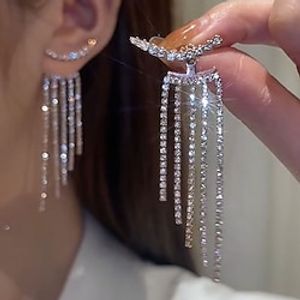 Women's Drop Earrings Fine Jewelry Tassel Fringe Precious Stylish Luxury Earrings Jewelry Silver For Wedding Party 1 Pair Lightinthebox