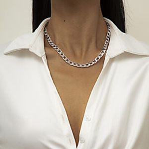 Choker Necklace Chain Necklace Torque Women's Geometrical Artistic Simple Fashion Vintage Trendy Gold Silver 52 cm Necklace Jewelry 1pc for Street Daily Holiday Club Festival Geometric Rectangle Lightinthebox