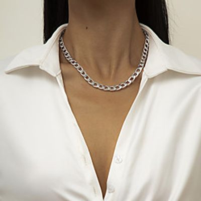 Choker Necklace Chain Necklace Torque Women's Geometrical Artistic Simple Fashion Vintage Trendy Gold Silver 52 cm Necklace Jewelry 1pc for Street Daily Holiday Club Festival Geometric Rectangle Lightinthebox