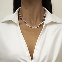 Choker Necklace Chain Necklace Torque Women's Geometrical Artistic Simple Fashion Vintage Trendy Gold Silver 52 cm Necklace Jewelry 1pc for Street Daily Holiday Club Festival Geometric Rectangle Lightinthebox - thumbnail