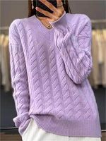 Women's Retro Twist V-neck Sweater Pullover Sweater