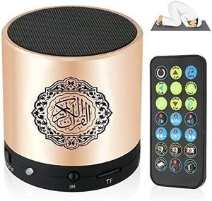 Remote Control Quran Speaker, Portable Complete Quran Speaker Best Gift, With 18 Famous Reciters / 15 Translations in Many Languages Including English,Arabic,Urdu , Golden