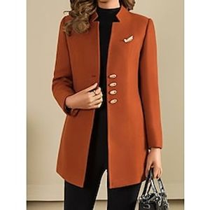 Women's Blazer Formal Outdoor Office Fall Winter Regular Coat Regular Fit Thermal Warm Breathable Stylish Modern Style Jacket Long Sleeve Plain Slim Fit Black Red Orange Lightinthebox