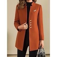 Women's Blazer Formal Outdoor Office Fall Winter Regular Coat Regular Fit Thermal Warm Breathable Stylish Modern Style Jacket Long Sleeve Plain Slim Fit Black Red Orange Lightinthebox - thumbnail
