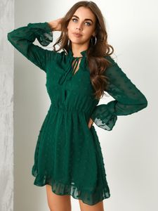 YOINS Mesh Long sleeves Mini Dress