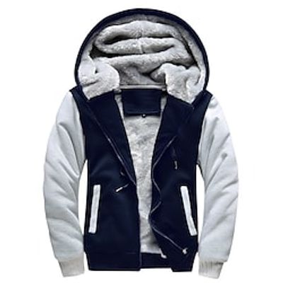 Men's Zip Hoodie Sweatshirt Fuzzy Sherpa Hoodie Jacket Jacket Fleece Hoodie Wine Red Black Red Blue Dark Gray Hooded Splicing Fleece Cool Winter Fall  Winter Clothing Apparel Hoodies Sweatshirts  miniinthebox