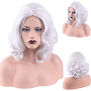 Synthetic Wig Curly Middle Part Wig Short A1 Synthetic Hair Women's Cosplay Party Fashion Silver White miniinthebox