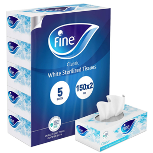 Fine Facial Classic White Tissues 150s (Pack of 5)