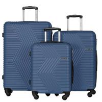 PARA JOHN Travel in Style: Sleek ABS 3-Piece Luggage Set (20"/24"/28") - BLUE