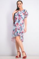 Womens Floral Chiffon Overlay Dress  Blue Combo - thumbnail