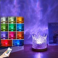 Crown Rotating Water Ripple Nightlight Ocean Wave Projector Lamp Creative Bedside Flame Ambiance Light Romantic Gift Starry Projection Light for Bedrooms, Meditation and Stress Relief Lightinthebox