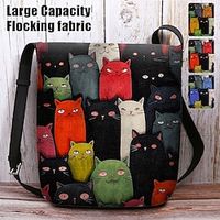 Women's Crossbody Bag Shoulder Bag Polyester Shopping Daily Holiday Print Large Capacity Lightweight Durable Cat Yellow Red Blue miniinthebox - thumbnail