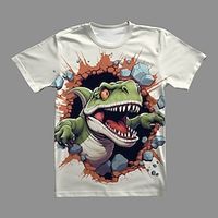 Boys 3D Dinosaur Tee Shirt Short Sleeve 3D Print Summer Active Sports Fashion Polyester Kids 3-12 Years Crew Neck Outdoor Casual Daily Regular Fit miniinthebox
