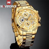 NAVIFORCE  Men Watch Luxury Gold Fashion Quartz Clock Analog Chronograph Sport Waterproof Stainless Steel Wristwatch miniinthebox - thumbnail