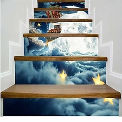 6PCS Christmas Stairs Stickers Decal, Xmas Wall Sticker Self Adhesive Removable Tile Stair Risers Decals Decor Peel and Stick for Risers miniinthebox