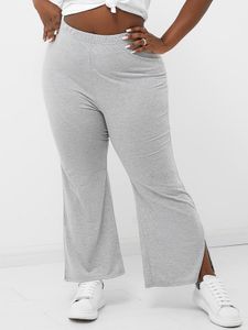 YOINS BASICS Plus Size Grey Wide Leg Pants