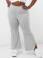 YOINS BASICS Plus Size Grey Wide Leg Pants - thumbnail