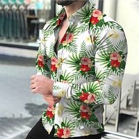 Graphic Floral Print Comfortable Fashion Casual Men's Shirt Casual Shirt Summer Shirt Hawaiian Holiday Vacation Spring   Fall Turndown Long Sleeve Army Green, Sage, Dark Green S, M, L Polyester Shirt Lightinthebox