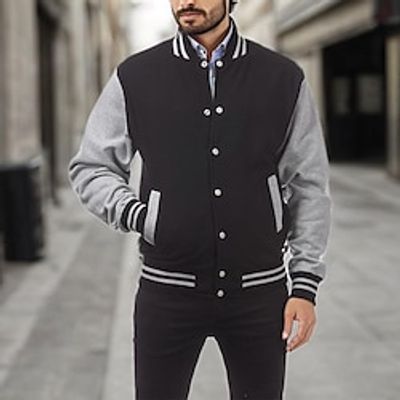 Men and Women Casual Jacket Sport Jacket Daily Wear Baseball Physical Therapy Basic Winter Spring   Fall Classic School Uniforms Leisure V Neck Regular Black Navy Blue Royal Blue Light Grey Jacket Lightinthebox
