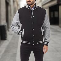 Men and Women Casual Jacket Sport Jacket Daily Wear Baseball Physical Therapy Basic Winter Spring   Fall Classic School Uniforms Leisure V Neck Regular Black Navy Blue Royal Blue Light Grey Jacket Lightinthebox